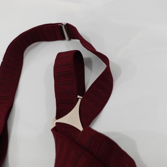 Suspender Mens Red Clip On X Back Adjustable Strap Stretch Classic Cabernet - Picture 6 of 7